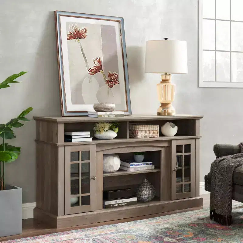 Mueble de TV de 58.25 pulgadas para televisores de hasta 65 pulgadas, centro de entretenimiento en casa con amplio almacenamiento, gestión de cables, acabado clásico espresso