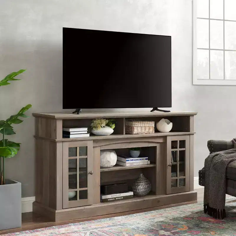 Mueble de TV de 58.25 pulgadas para televisores de hasta 65 pulgadas, centro de entretenimiento en casa con amplio almacenamiento, gestión de cables, acabado clásico espresso