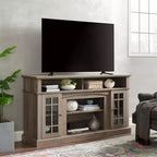 Mueble de TV de 58.25 pulgadas para televisores de hasta 65 pulgadas, centro de entretenimiento en casa con amplio almacenamiento, gestión de cables, acabado clásico espresso