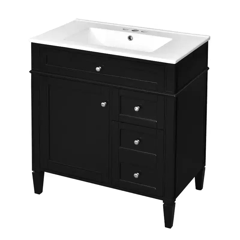 Tocador de baño de 30 pulgadas con lavabo, mueble de baño con cajones y espejo, armario con espejo para baño