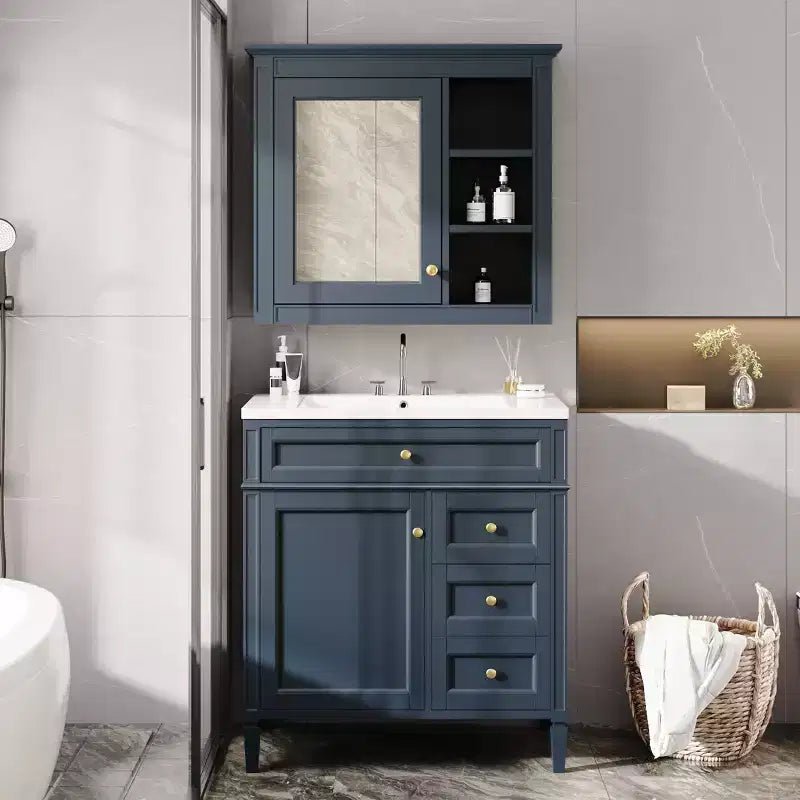 Tocador de baño de 30 pulgadas con lavabo, mueble de baño con cajones y espejo, armario con espejo para baño