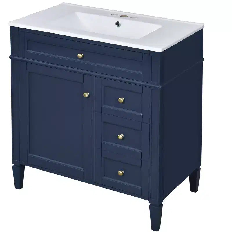 Tocador de baño de 30 pulgadas con lavabo, mueble de baño con cajones y espejo, armario con espejo para baño