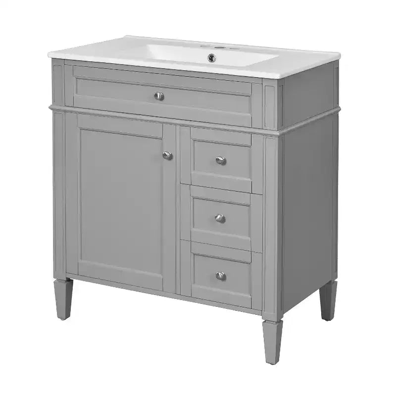 Tocador de baño de 30 pulgadas con lavabo, mueble de baño con cajones y espejo, armario con espejo para baño
