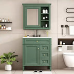 Tocador de baño de 30 pulgadas con lavabo, mueble de baño con cajones y espejo, armario con espejo para baño