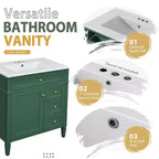 Tocador de baño de 30 pulgadas con lavabo, mueble de baño con cajones y espejo, armario con espejo para baño