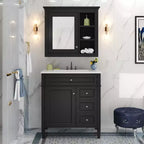 Tocador de baño de 30 pulgadas con lavabo, mueble de baño con cajones y espejo, armario con espejo para baño