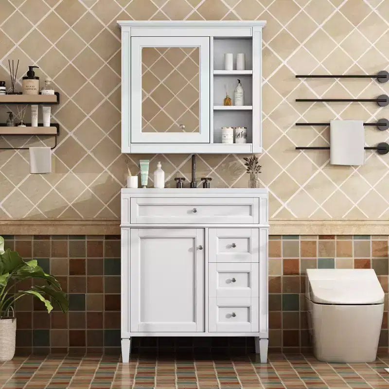 Tocador de baño de 30 pulgadas con lavabo, mueble de baño con cajones y espejo, armario con espejo para baño