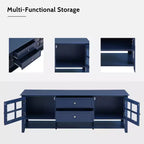 Mueble para TV Mid-Century con 2 puertas de cristal y 2 cajones, centro de entretenimiento para televisores de hasta 60"