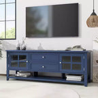 Mueble para TV Mid-Century con 2 puertas de cristal y 2 cajones, centro de entretenimiento para televisores de hasta 60"