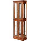 Vitrina esquinera iluminada de 70", 6 estantes de cristal ajustables, vitrina de almacenamiento de madera de ingeniería para sala de estar, vitrina alta