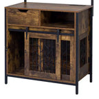 Mueble Jaula para Perros de 31.5 Pulgadas con Cajones y Estación de Carga, Perrera Interior de Doble Puerta con Almacenamiento, Marrón Rústico