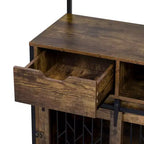 Mueble Jaula para Perros de 31.5 Pulgadas con Cajones y Estación de Carga, Perrera Interior de Doble Puerta con Almacenamiento, Marrón Rústico