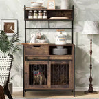 Mueble Jaula para Perros de 31.5 Pulgadas con Cajones y Estación de Carga, Perrera Interior de Doble Puerta con Almacenamiento, Marrón Rústico
