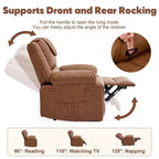 Sillón Reclinable de Masaje Extra Grande para Adultos, Sofá Individual de Piel Sintética con Calefacción y Vibración, Bolsillo Lateral, Sofá Reclinable (Marrón)
