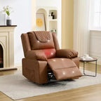 Sillón Reclinable de Masaje Extra Grande para Adultos, Sofá Individual de Piel Sintética con Calefacción y Vibración, Bolsillo Lateral, Sofá Reclinable (Marrón)