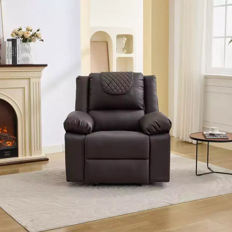 Sillón Reclinable de Masaje Extra Grande para Adultos, Sofá Individual de Piel Sintética con Calefacción y Vibración, Bolsillo Lateral, Sofá Reclinable (Marrón)