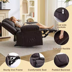 Sillón Reclinable de Masaje Extra Grande para Adultos, Sofá Individual de Piel Sintética con Calefacción y Vibración, Bolsillo Lateral, Sofá Reclinable (Marrón)
