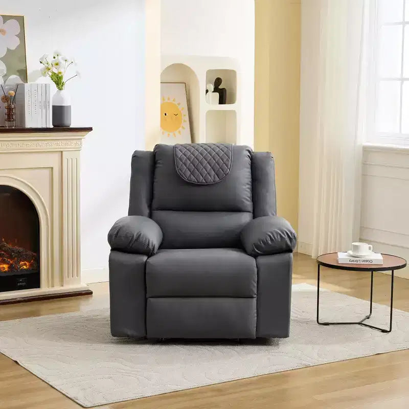 Sillón Reclinable de Masaje Extra Grande para Adultos, Sofá Individual de Piel Sintética con Calefacción y Vibración, Bolsillo Lateral, Sofá Reclinable (Marrón)