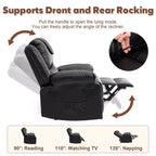 Sillón Reclinable de Masaje Extra Grande para Adultos, Sofá Individual de Piel Sintética con Calefacción y Vibración, Bolsillo Lateral, Sofá Reclinable (Marrón)